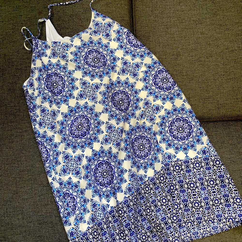blue floral dress